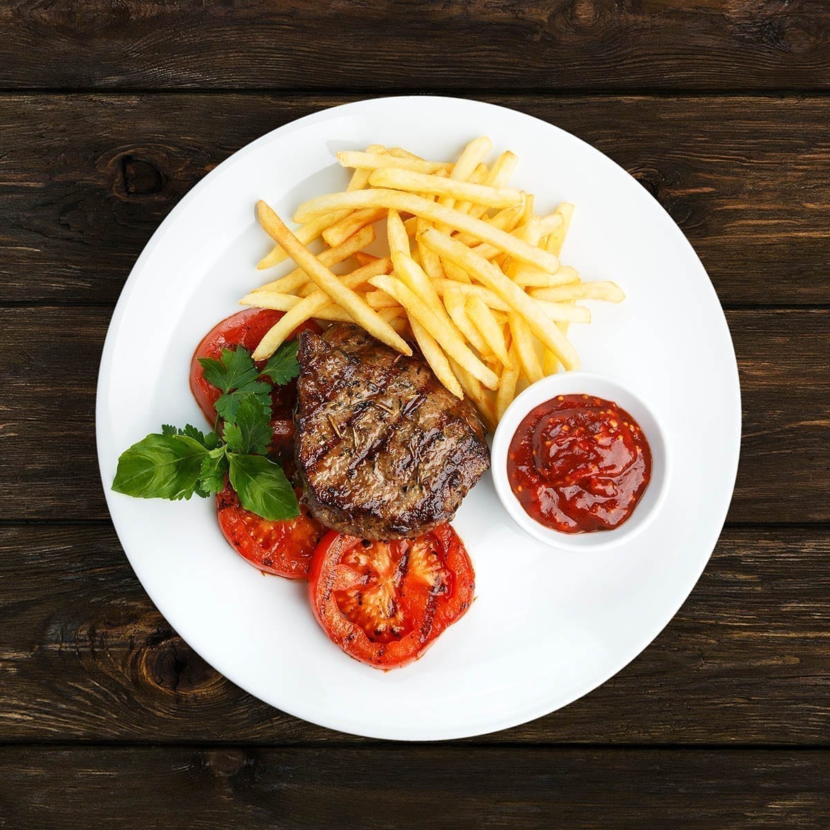 Restaurant food - beef grilled steak with french fries Food, Restaurant, Bar & Lounge Photography - Website Design & Social Media Marketing - Palm Island Creative
