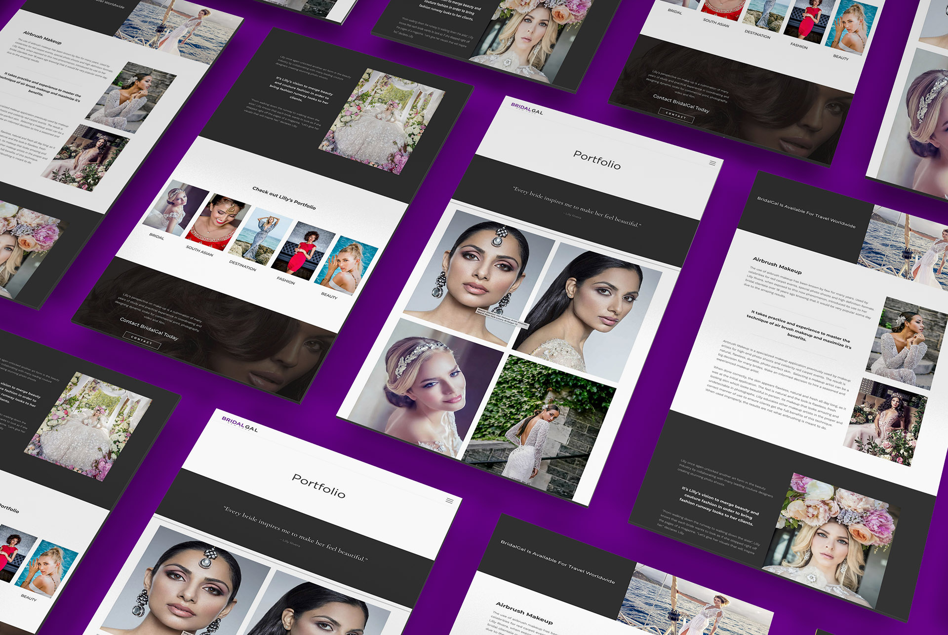 Website Design - Case Studies - Couture Beauty For The Luxury Bride - BRIDALGAL - Palm Island Creative